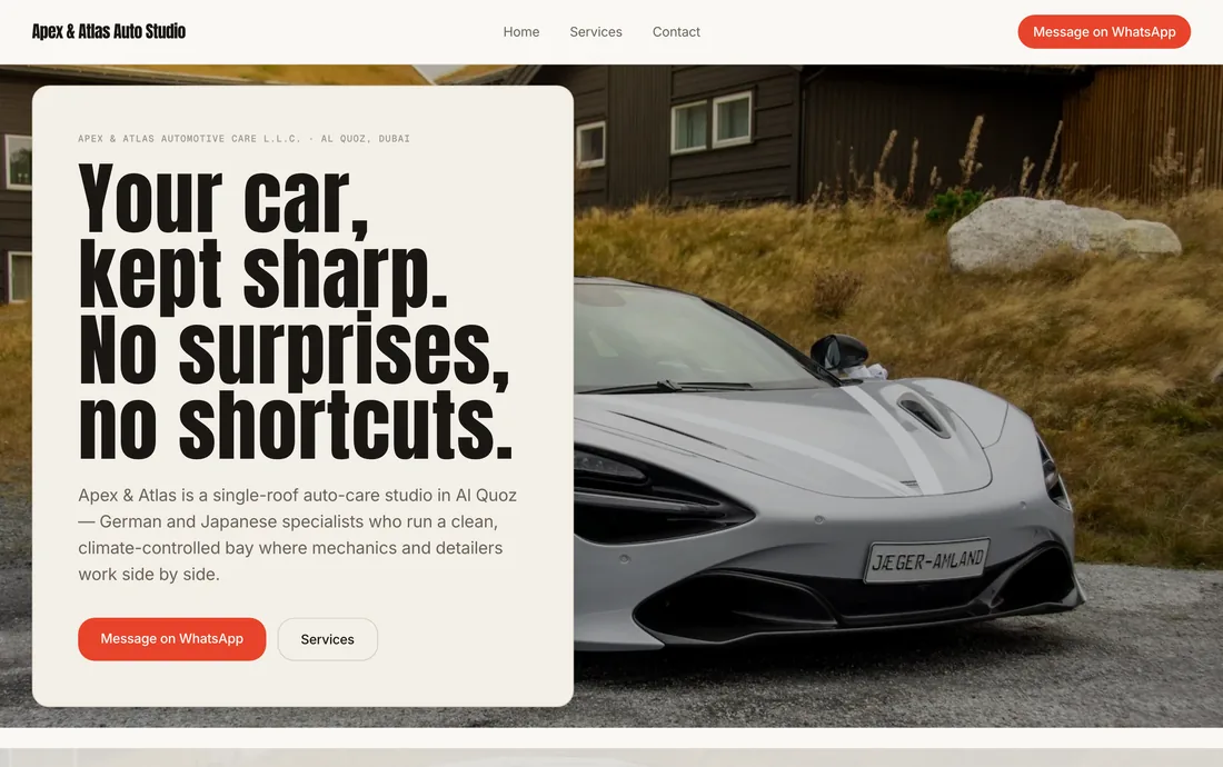 Apex & Atlas Auto Studio — homepage